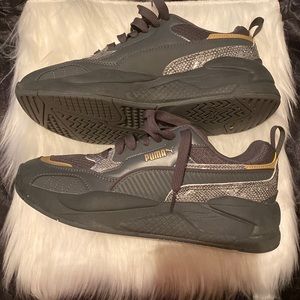 Green and Silver Puma Shoes